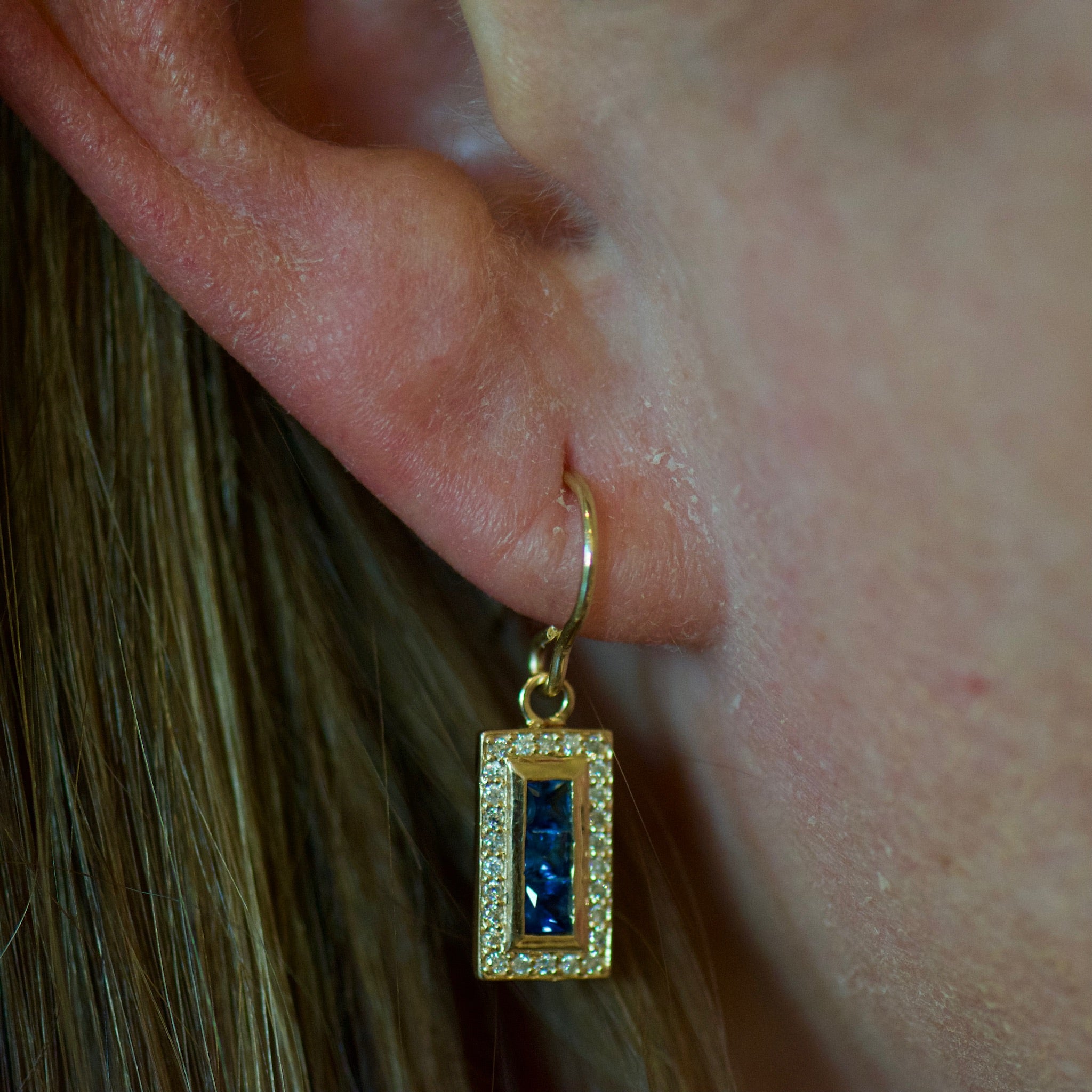 Sapphire and Diamond Charm Earrings