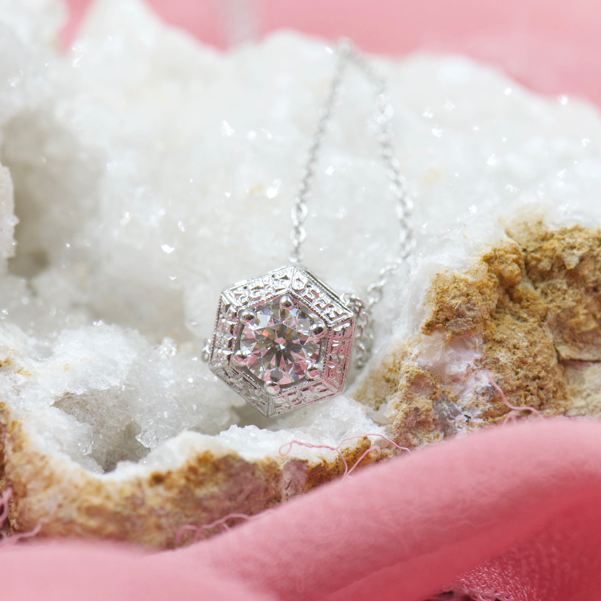 Diamond Hexagon Necklace