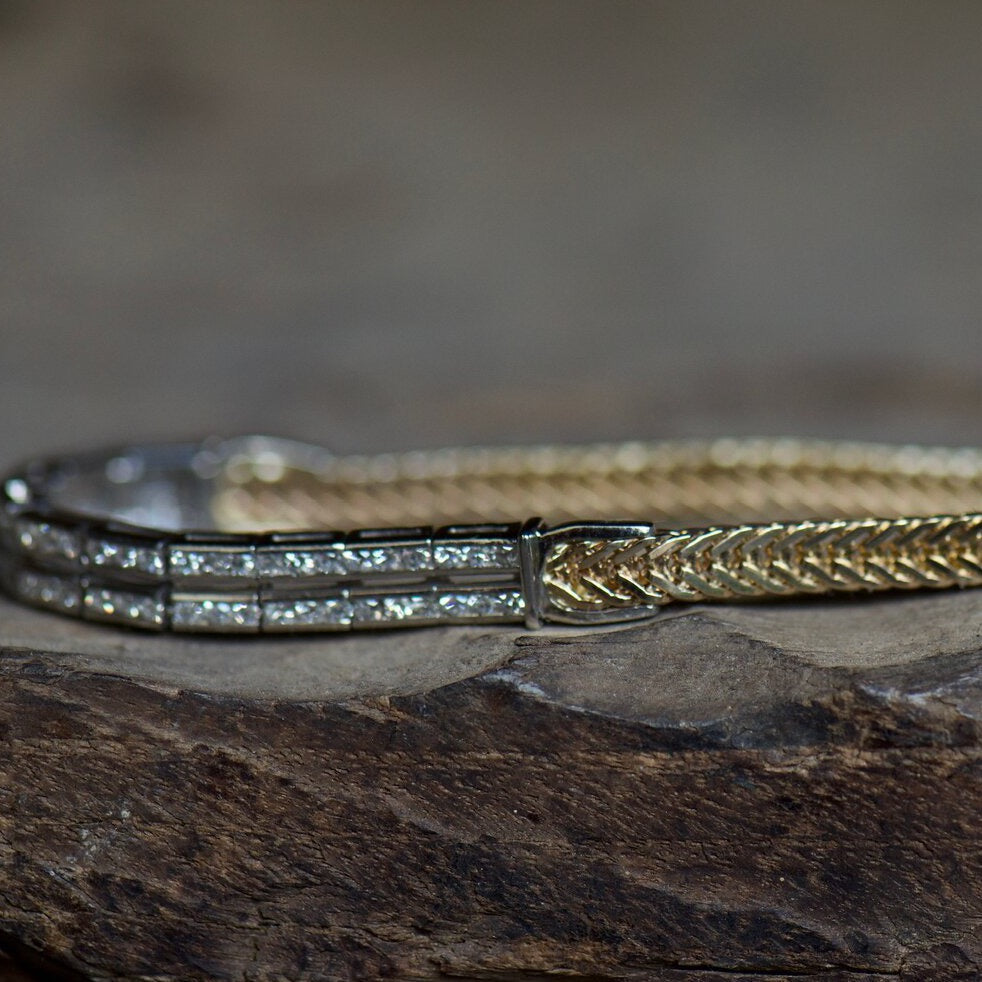Diamond and Foxtail Chain Bracelet