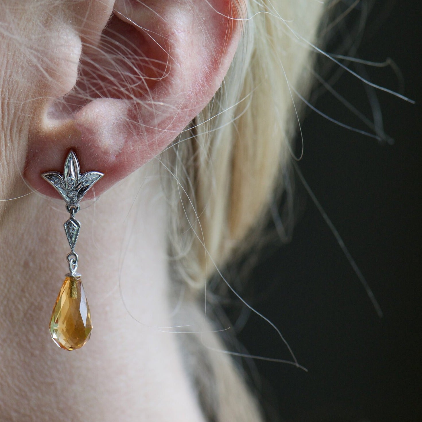 Briolette Citrine Dangle Earrings