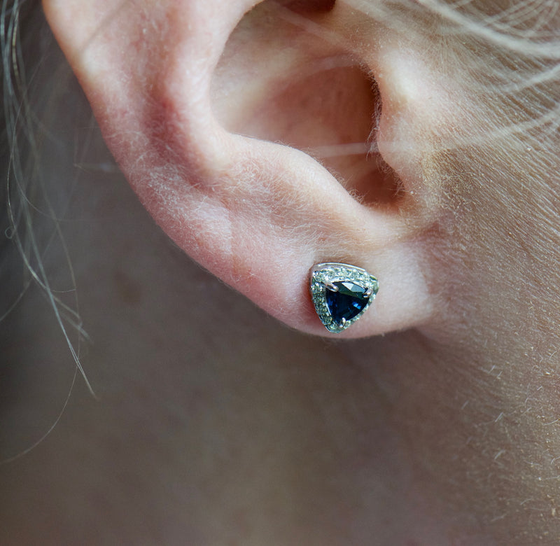 Trillion Sapphire and Diamond Earrings