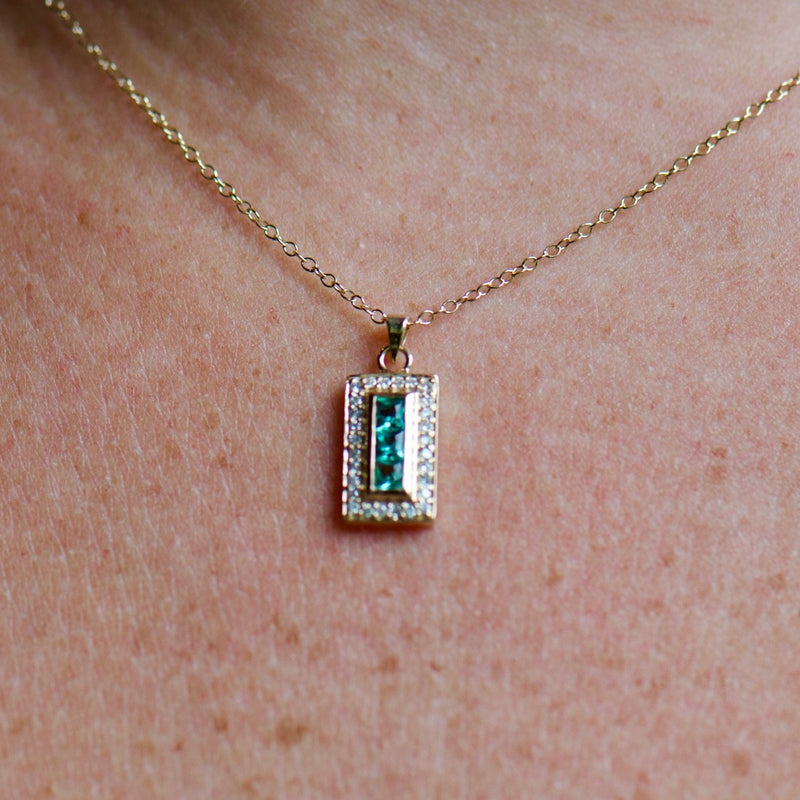 Emerald and Diamond Charm Necklace