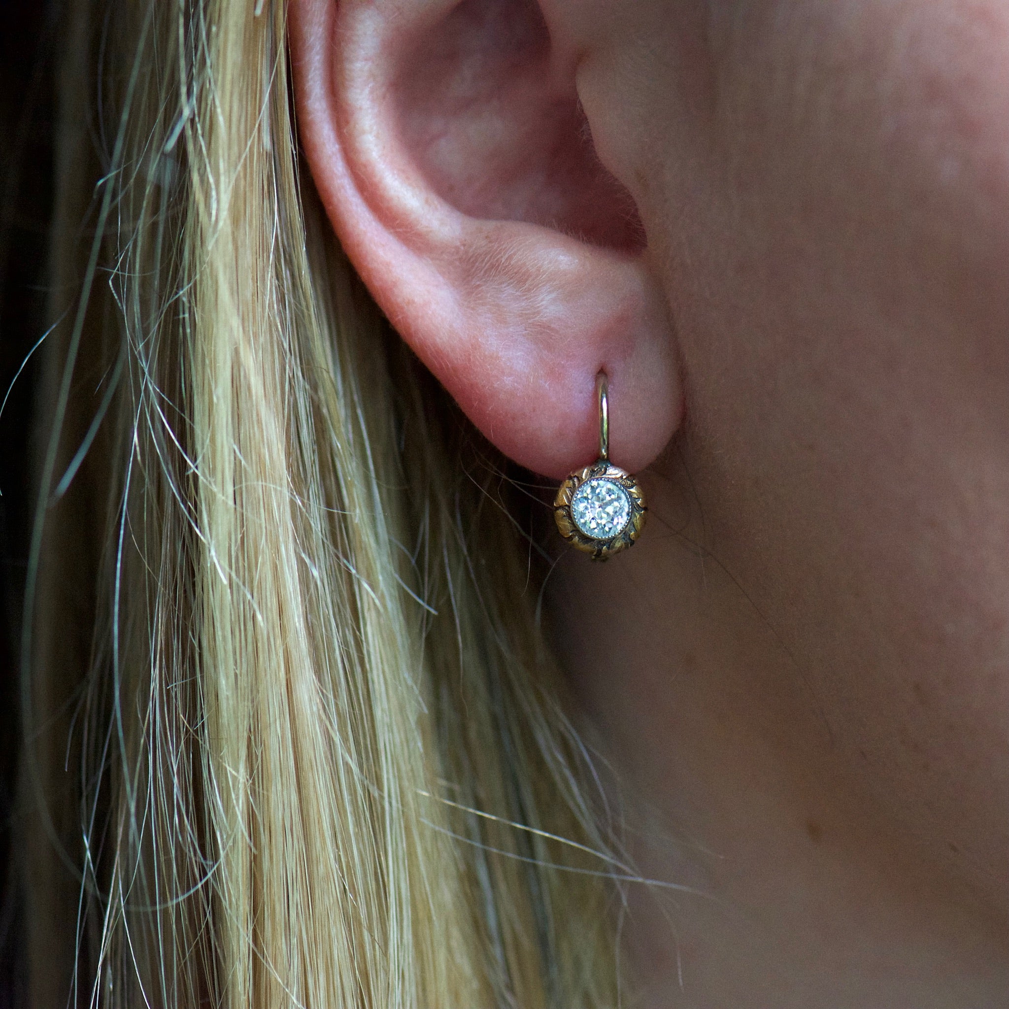 Yellow Gold Diamond Earrings