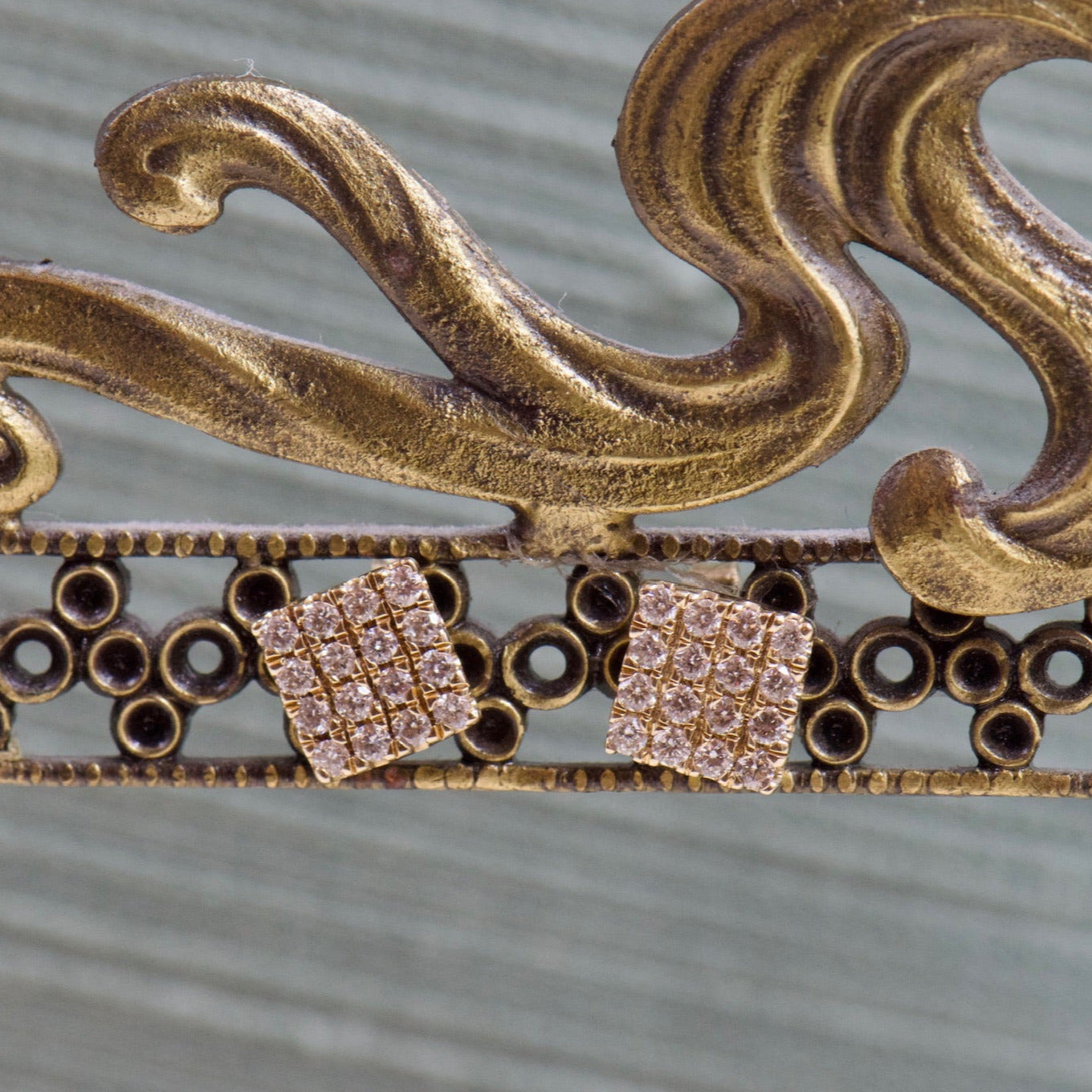 Yellow Gold Diamond Square Studs