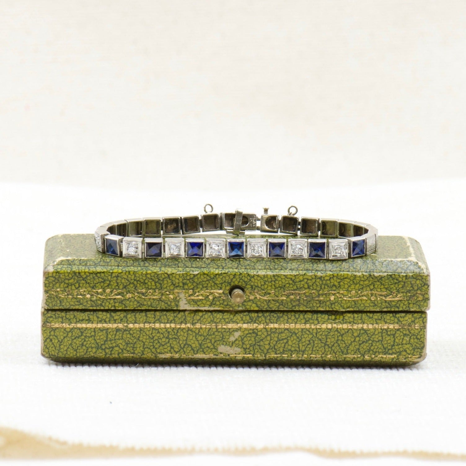 Diamond and French Cut Sapphire Bracelet