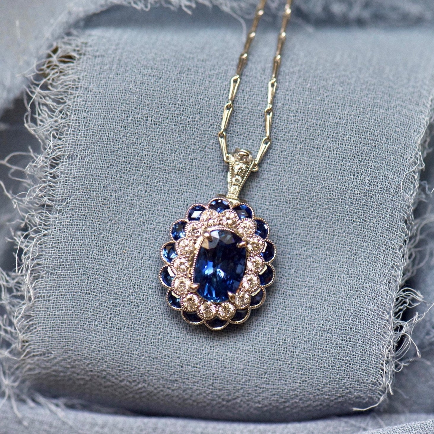 Sapphire and Diamond Necklace and Ring