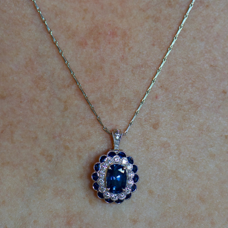 Sapphire and Diamond Necklace and Ring