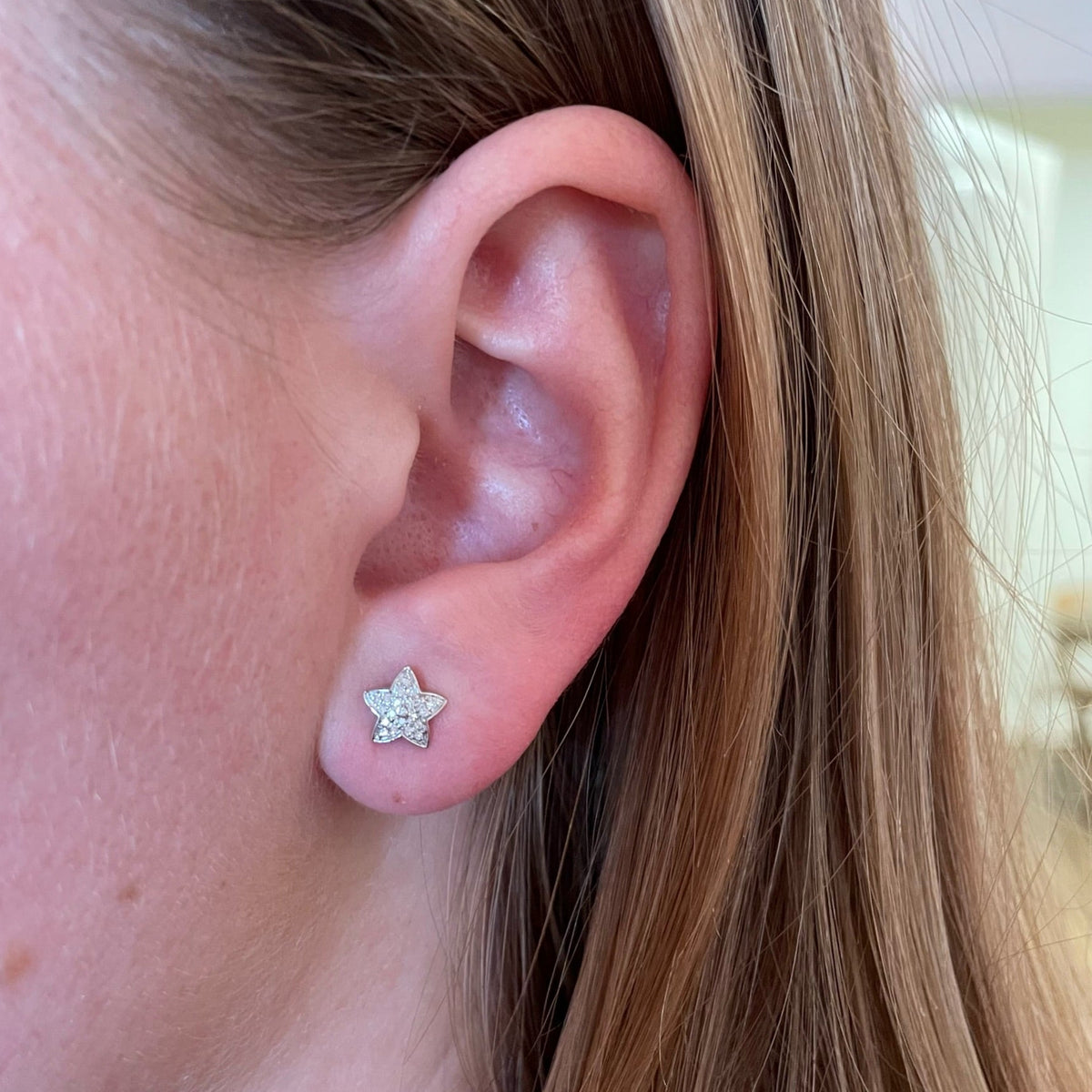 White Gold Diamond Star Studs