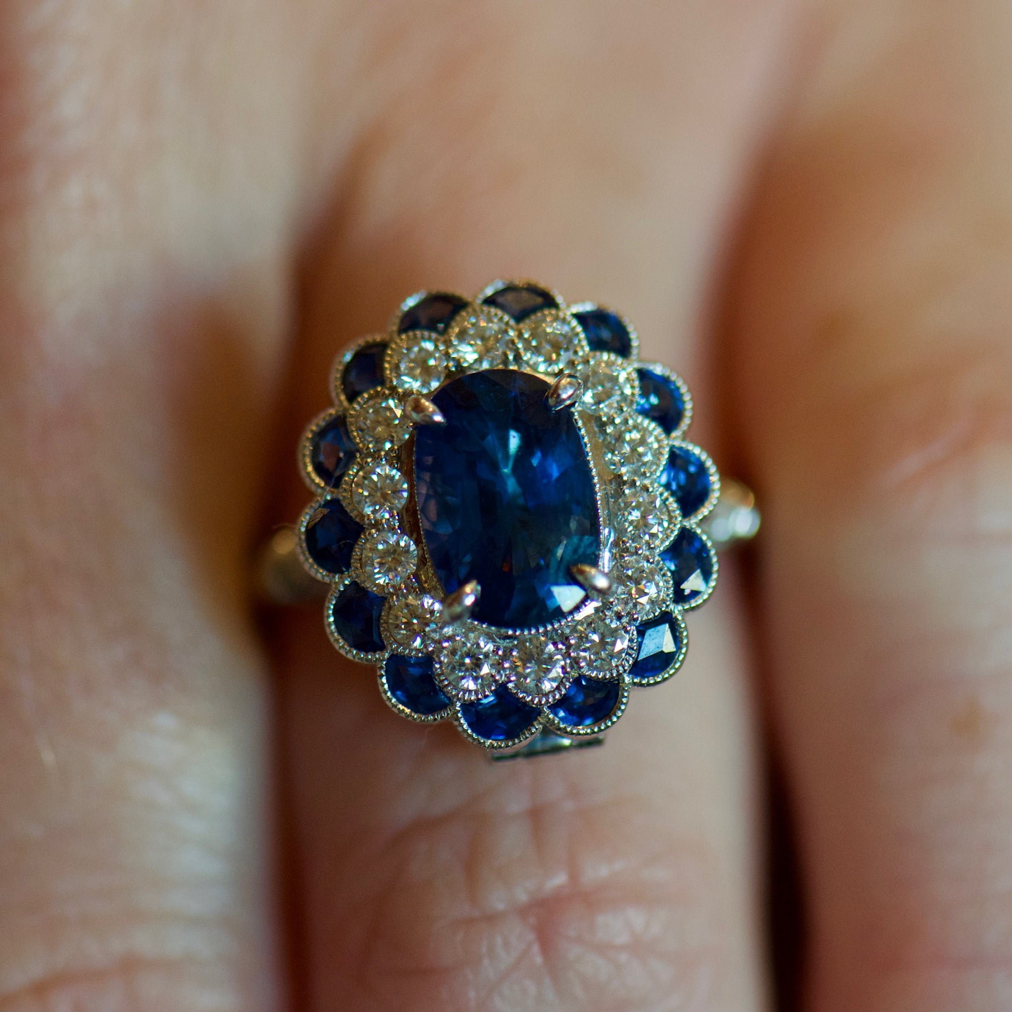 Sapphire and Diamond Necklace and Ring
