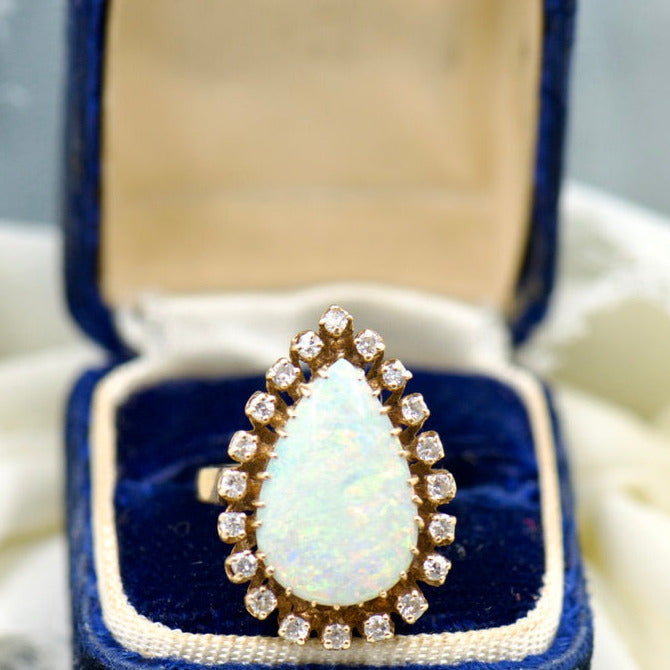 Victorian Pear Shaped Opal and Diamond Ring