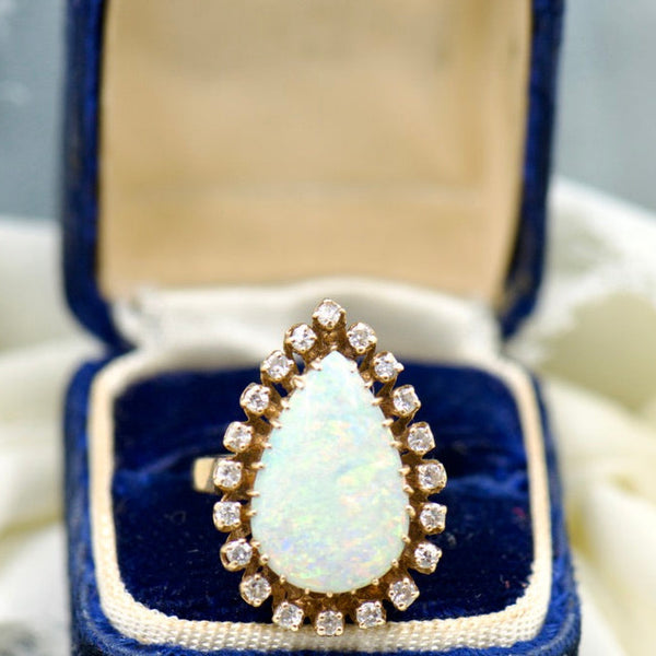 Victorian Pear Shaped Opal and Diamond Ring