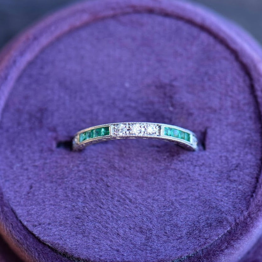 Diamond and Emerald French cut Band