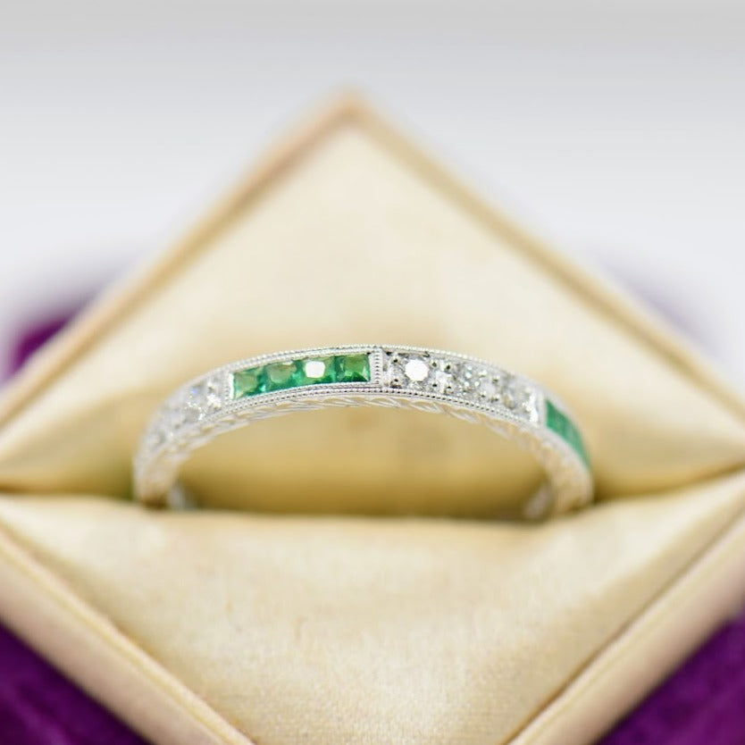 Diamond and Emerald French cut Band