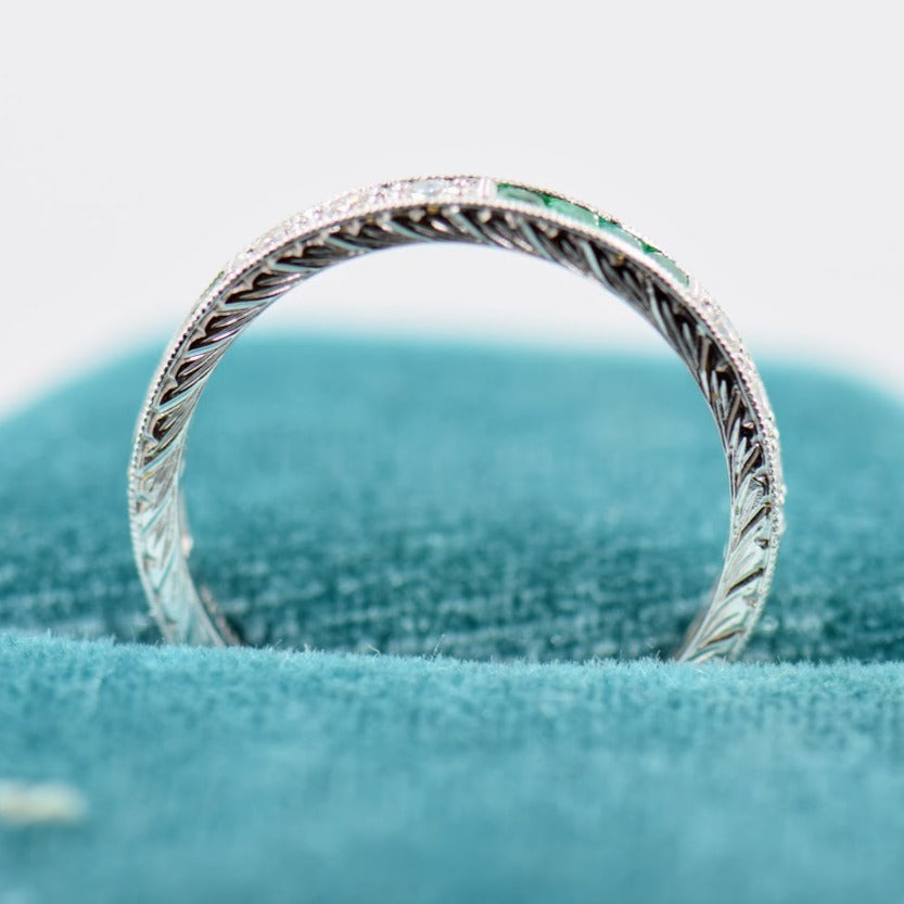 Diamond and Emerald French cut Band