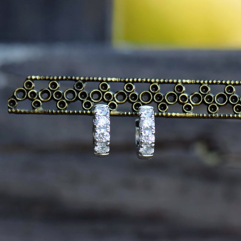 Petite White Gold Diamond Huggies