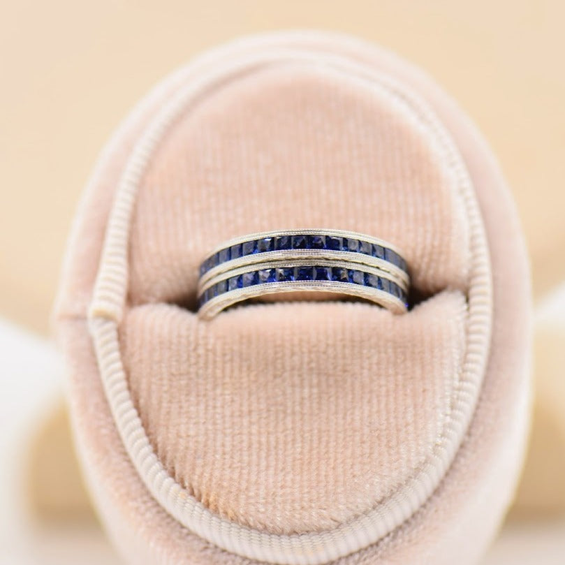 French Cut Sapphire Eternity Band