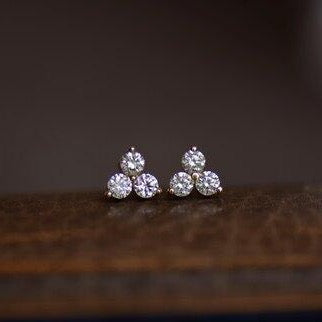 Three Stone Diamond Earrings