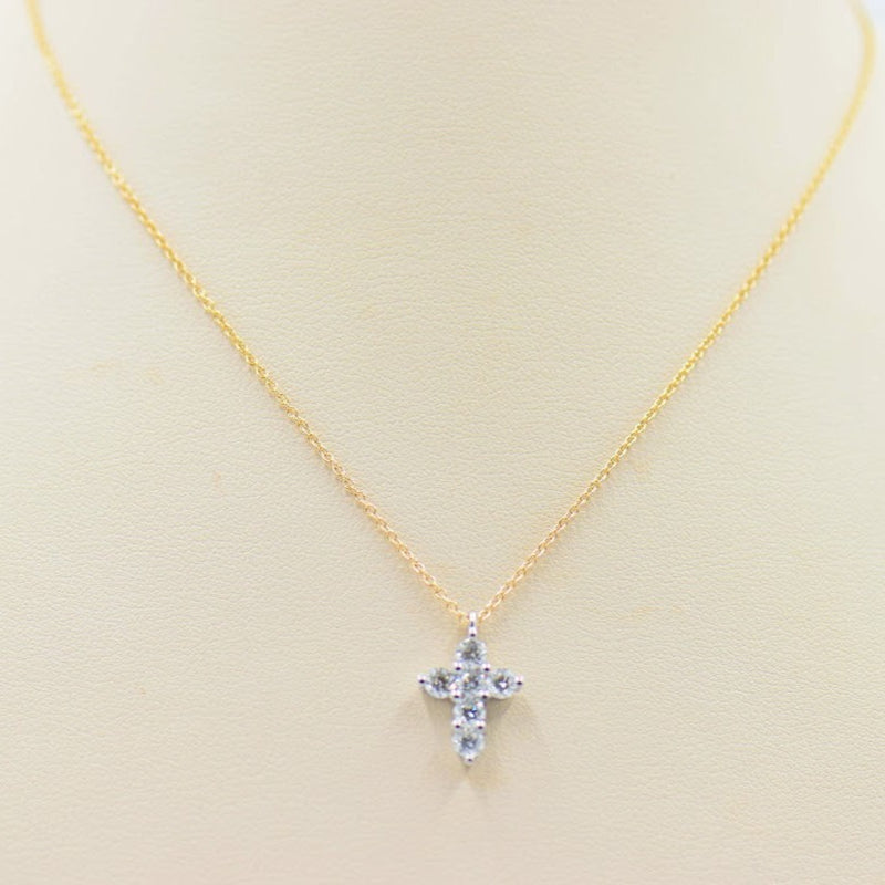 Round Brilliant Diamond Cross Necklace