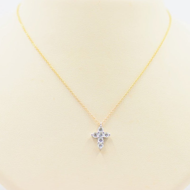 Round Brilliant Diamond Cross Necklace