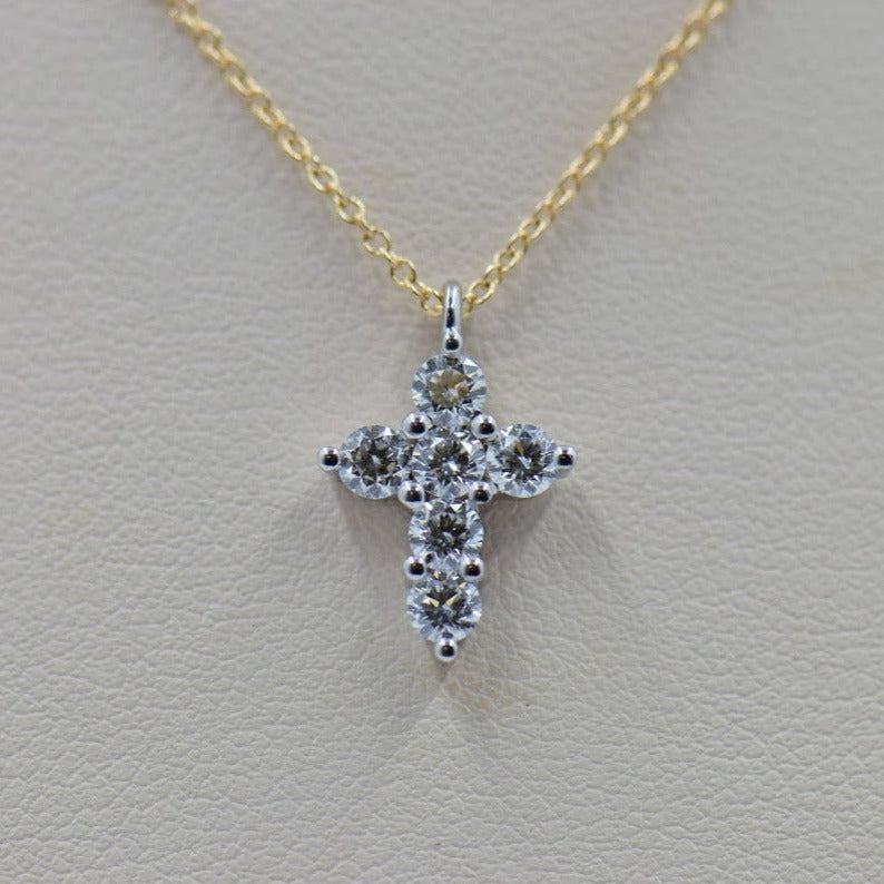 Round Brilliant Diamond Cross Necklace