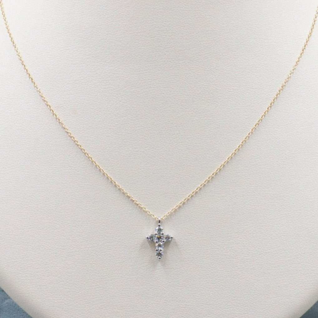 Mixed Metal Diamond Cross Necklace