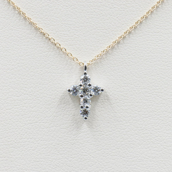 Mixed Metal Diamond Cross Necklace