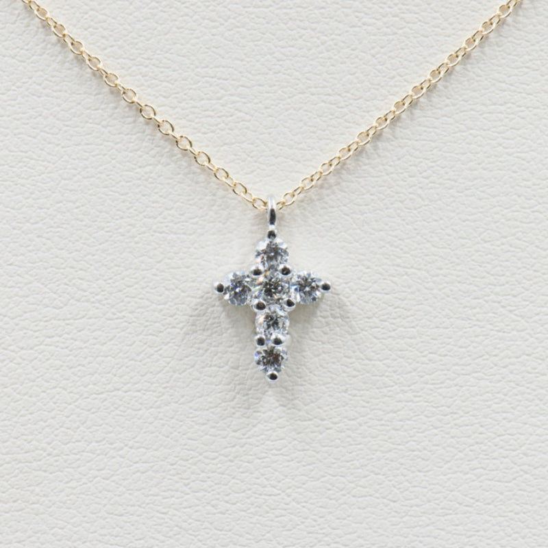 Mixed Metal Diamond Cross Necklace