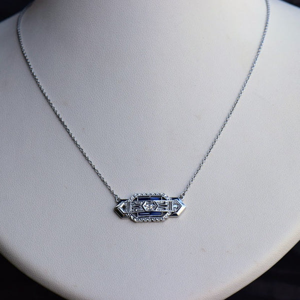 Diamond and Sapphire Pin Conversion Necklace