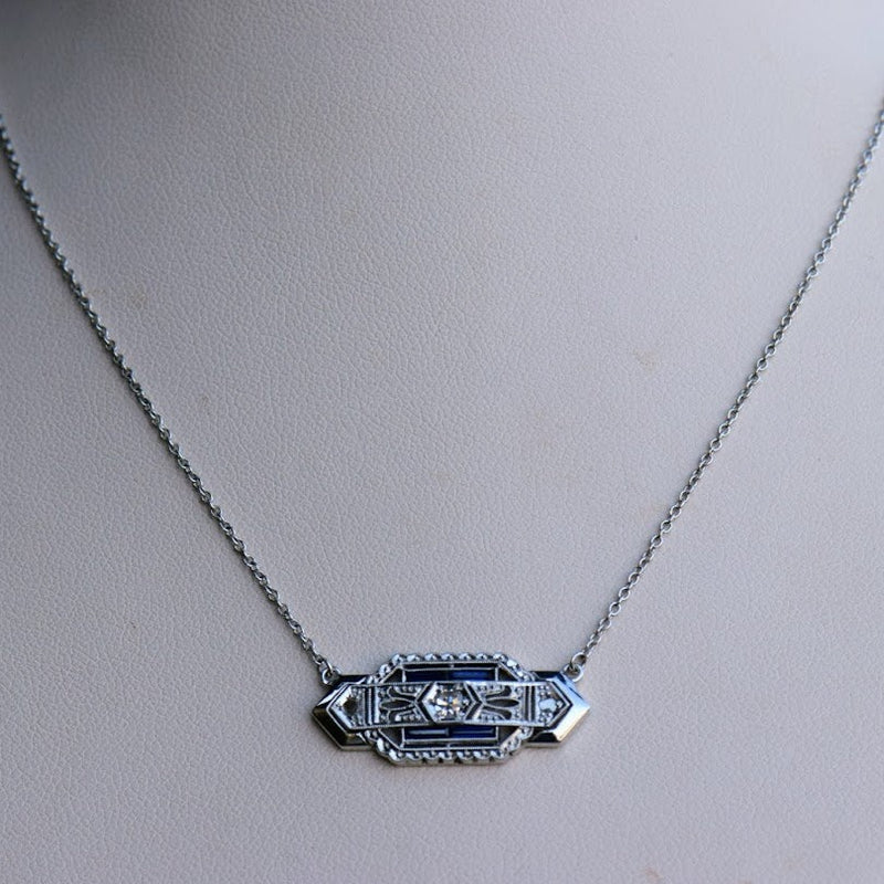 Diamond and Sapphire Pin Conversion Necklace