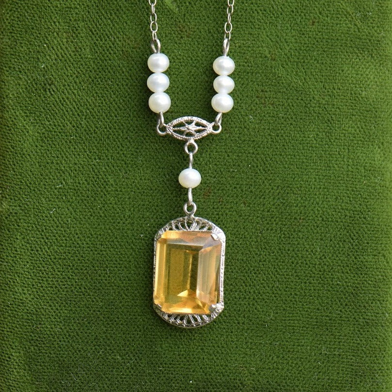 Citrine and Pearl Necklace