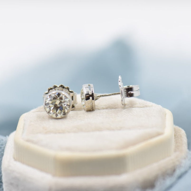Bezel Set Diamond Earrings