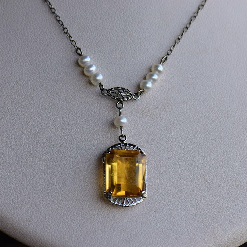 Citrine and Pearl Necklace