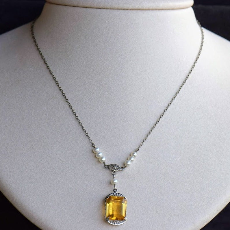 Citrine and Pearl Necklace