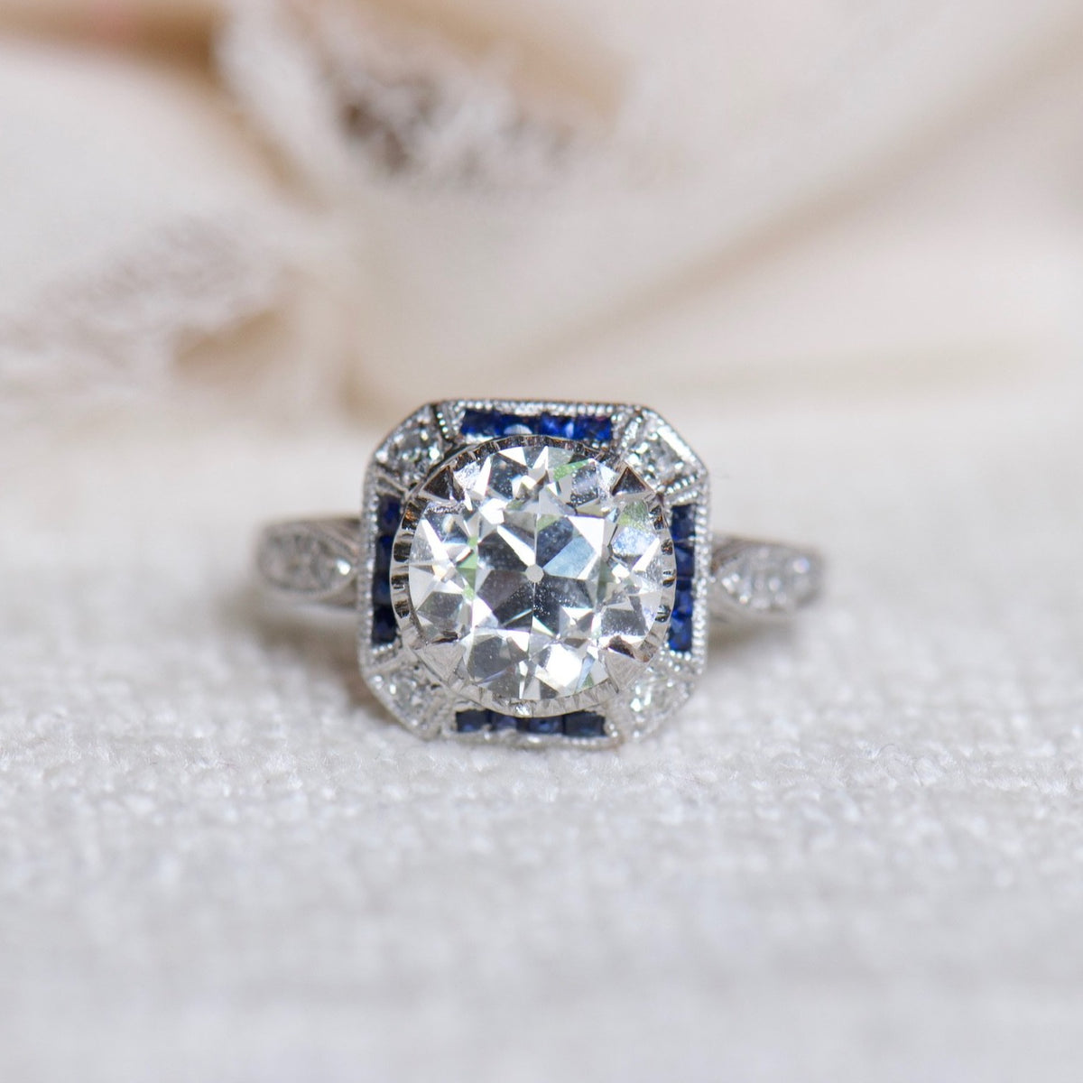 Art Deco Diamond and Sapphire Ring