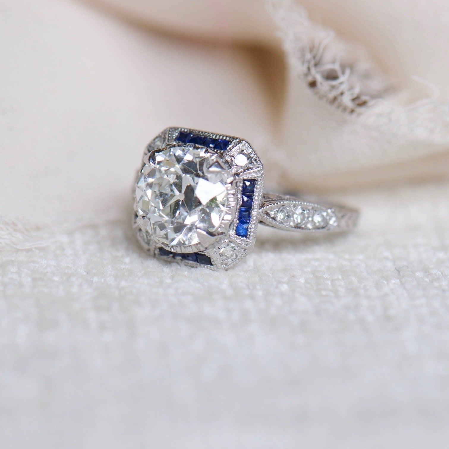 Art Deco Diamond and Sapphire Ring