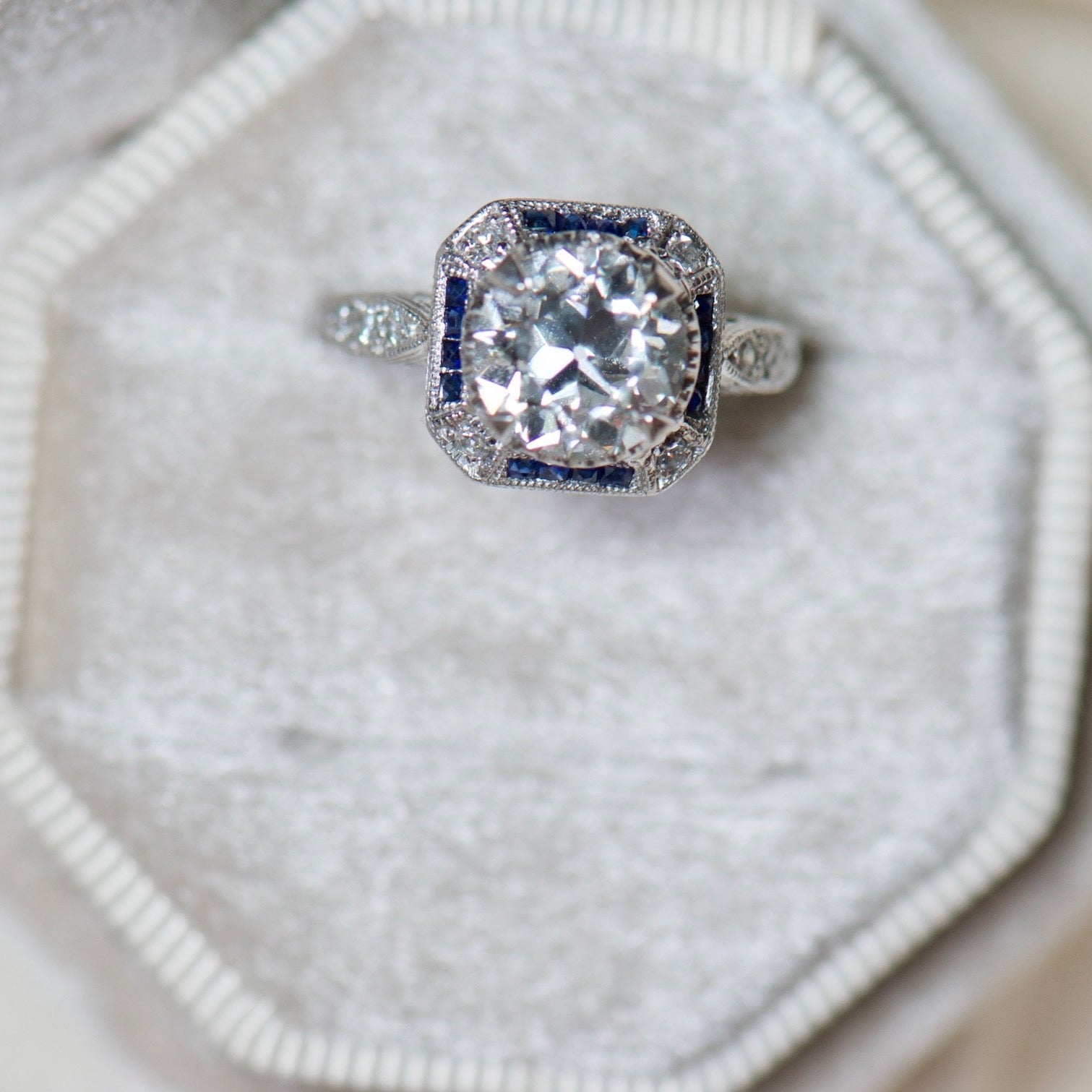 Art Deco Diamond and Sapphire Ring