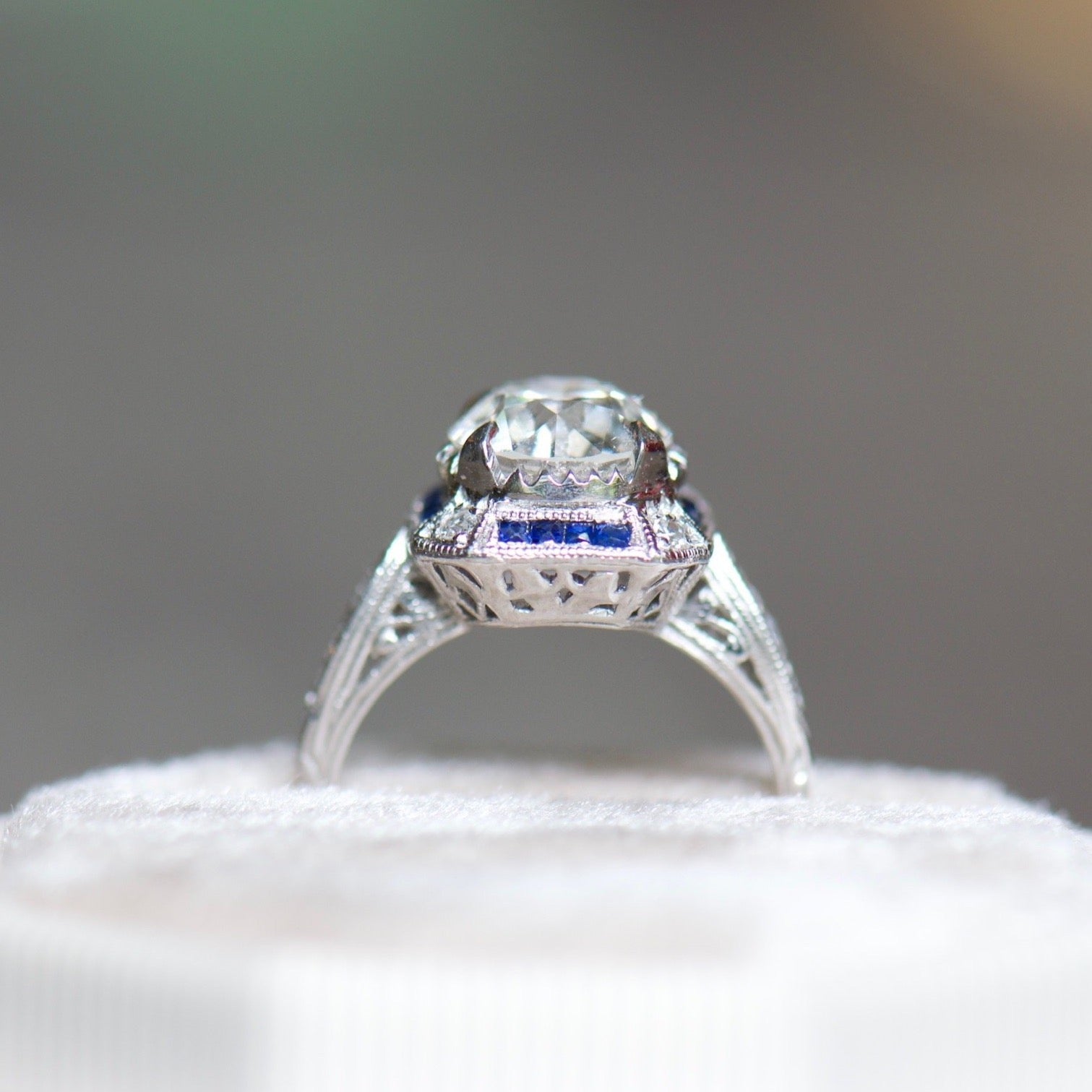 Art Deco Diamond and Sapphire Ring