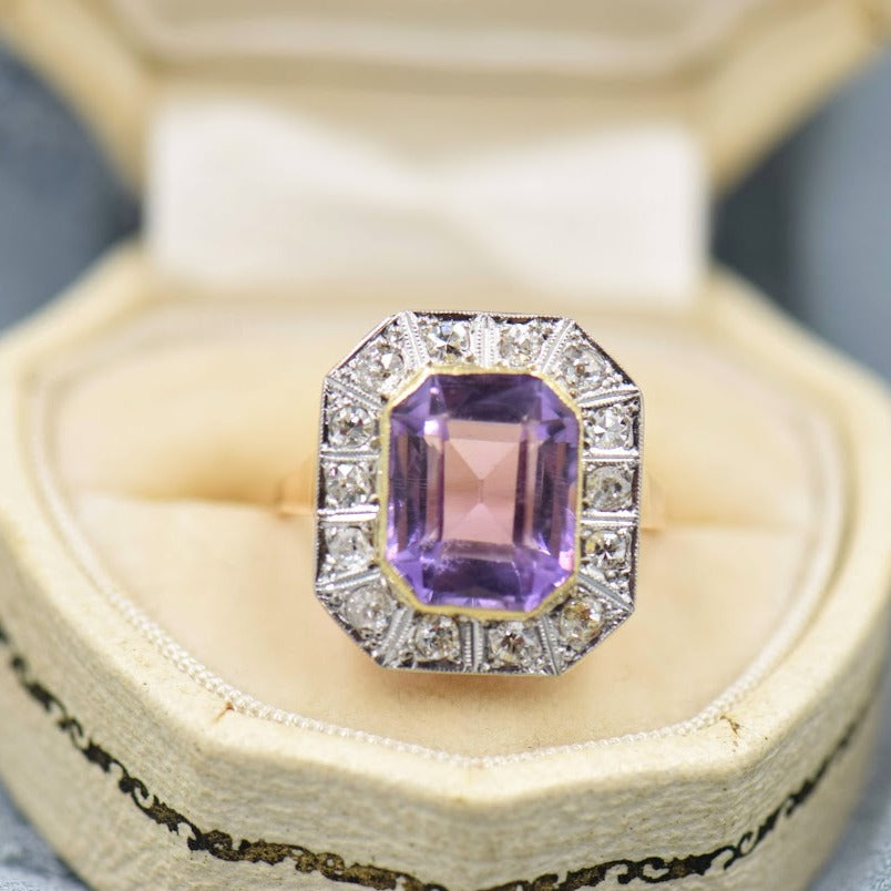 Mixed Metal Amethyst and Diamond Ring