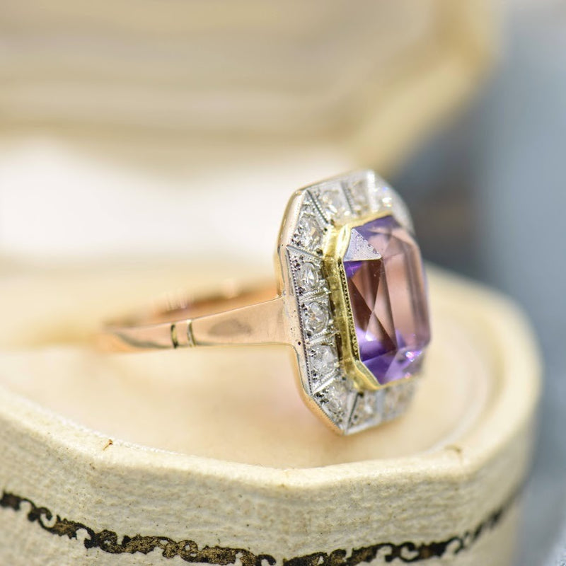 Mixed Metal Amethyst and Diamond Ring