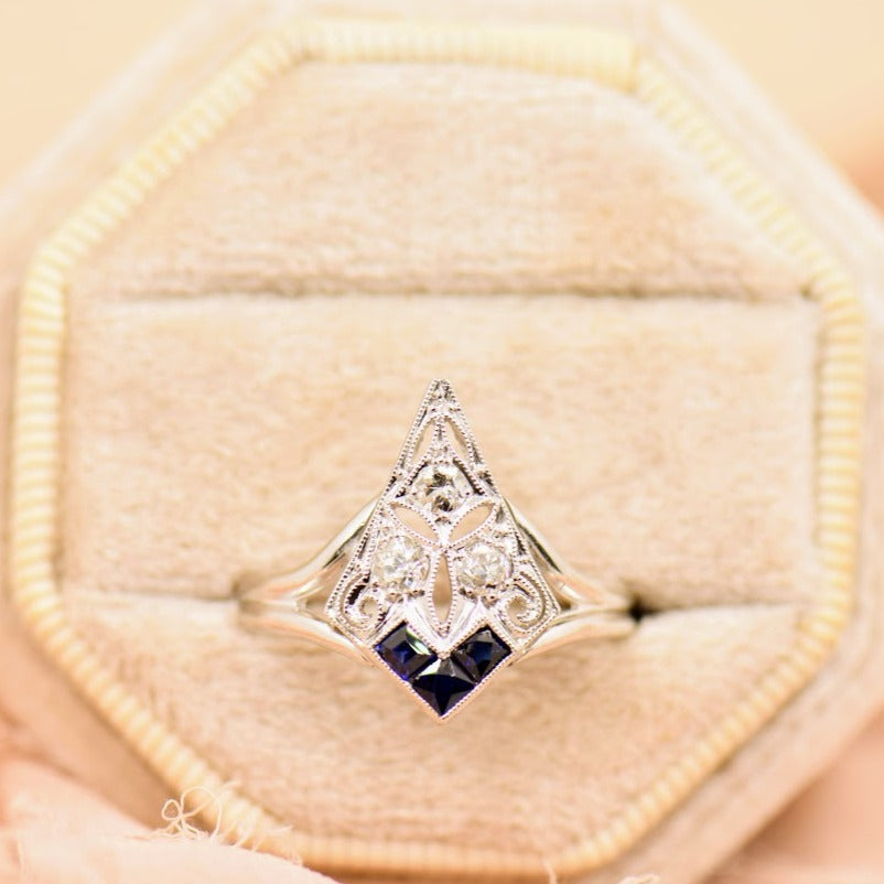 Art Deco Diamond and Sapphire Ring