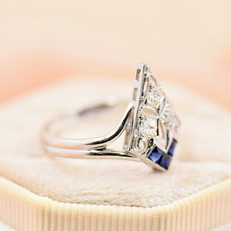 Art Deco Diamond and Sapphire Ring