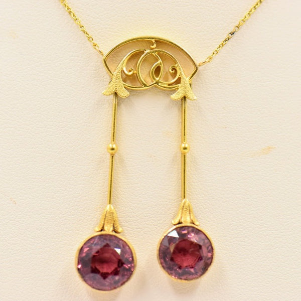 Pink Tourmaline Double Drop Necklace