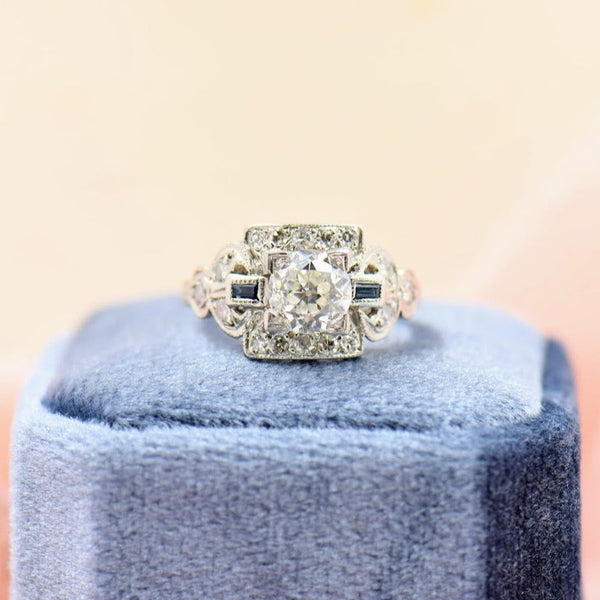 Art Deco Diamond and Sapphire Baguette Ring