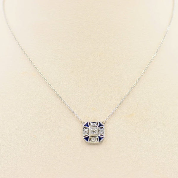 Diamond and Sapphire Stick Pin Conversion Necklace