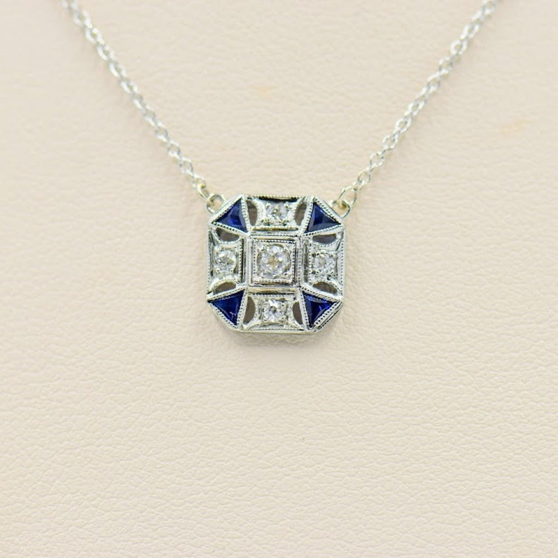 Diamond and Sapphire Stick Pin Conversion Necklace