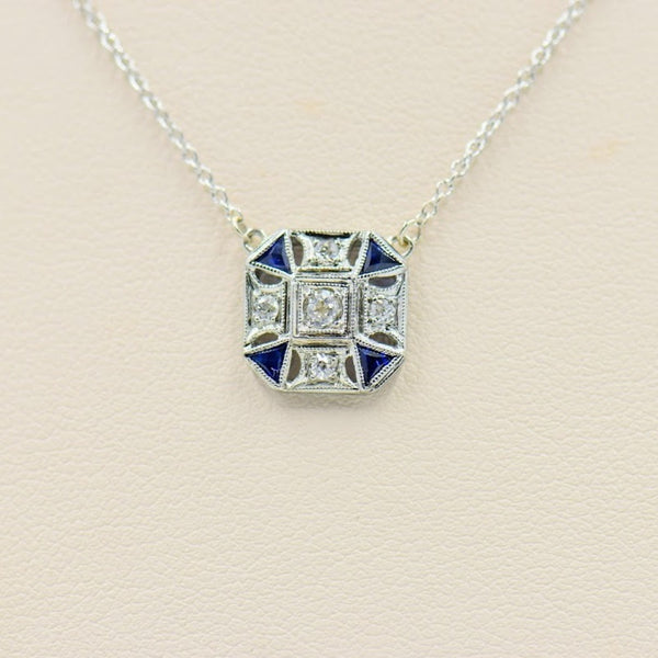 Diamond and Sapphire Stick Pin Conversion Necklace