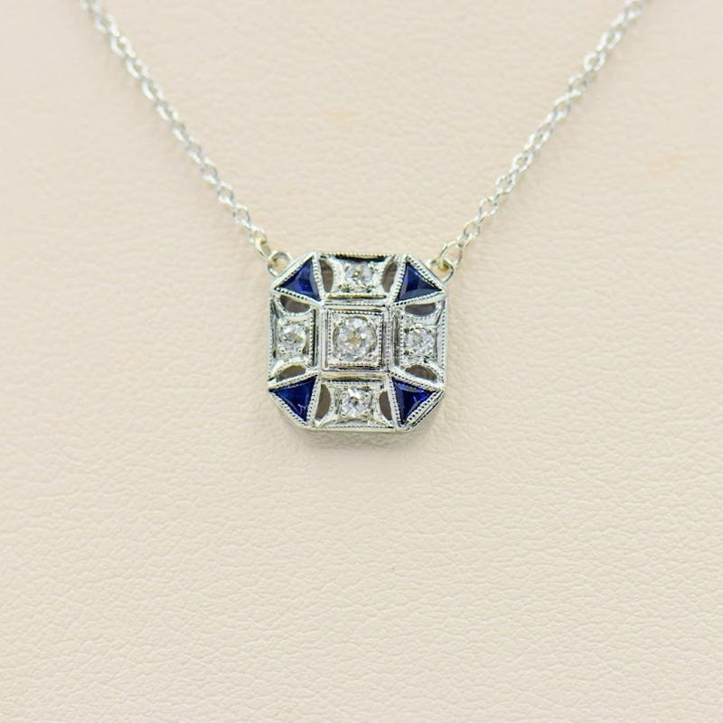Diamond and Sapphire Stick Pin Conversion Necklace