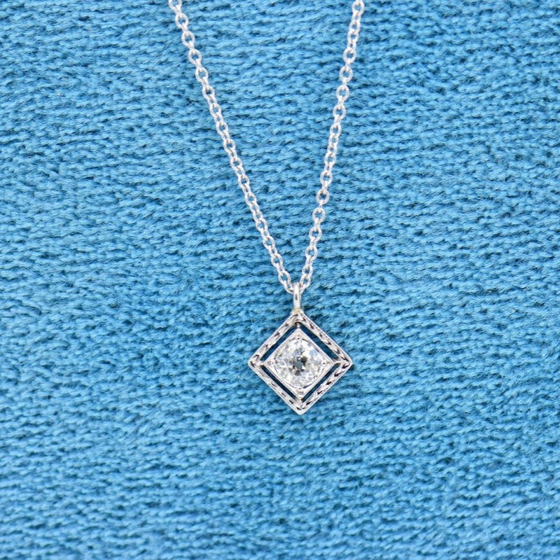 Dainty Diamond Art Deco Necklace