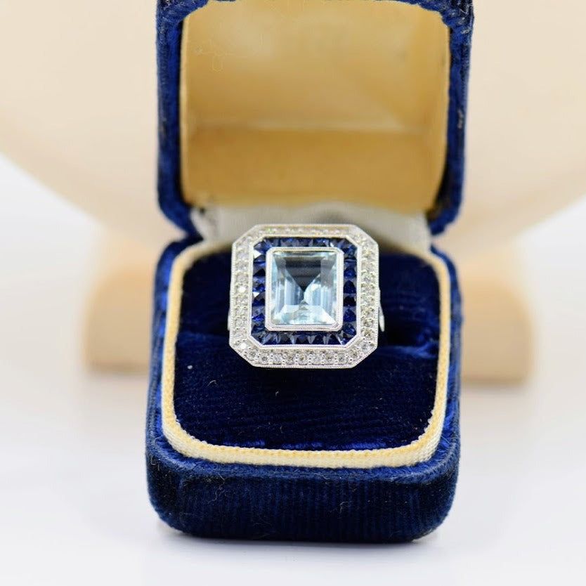 Aquamarine Sapphire and Diamond Ring