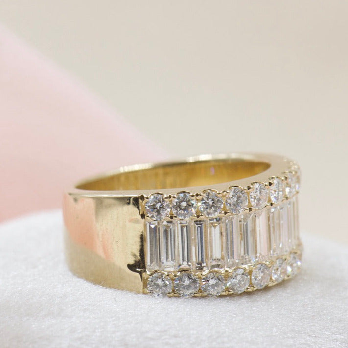 Baguette and Round Diamond Band